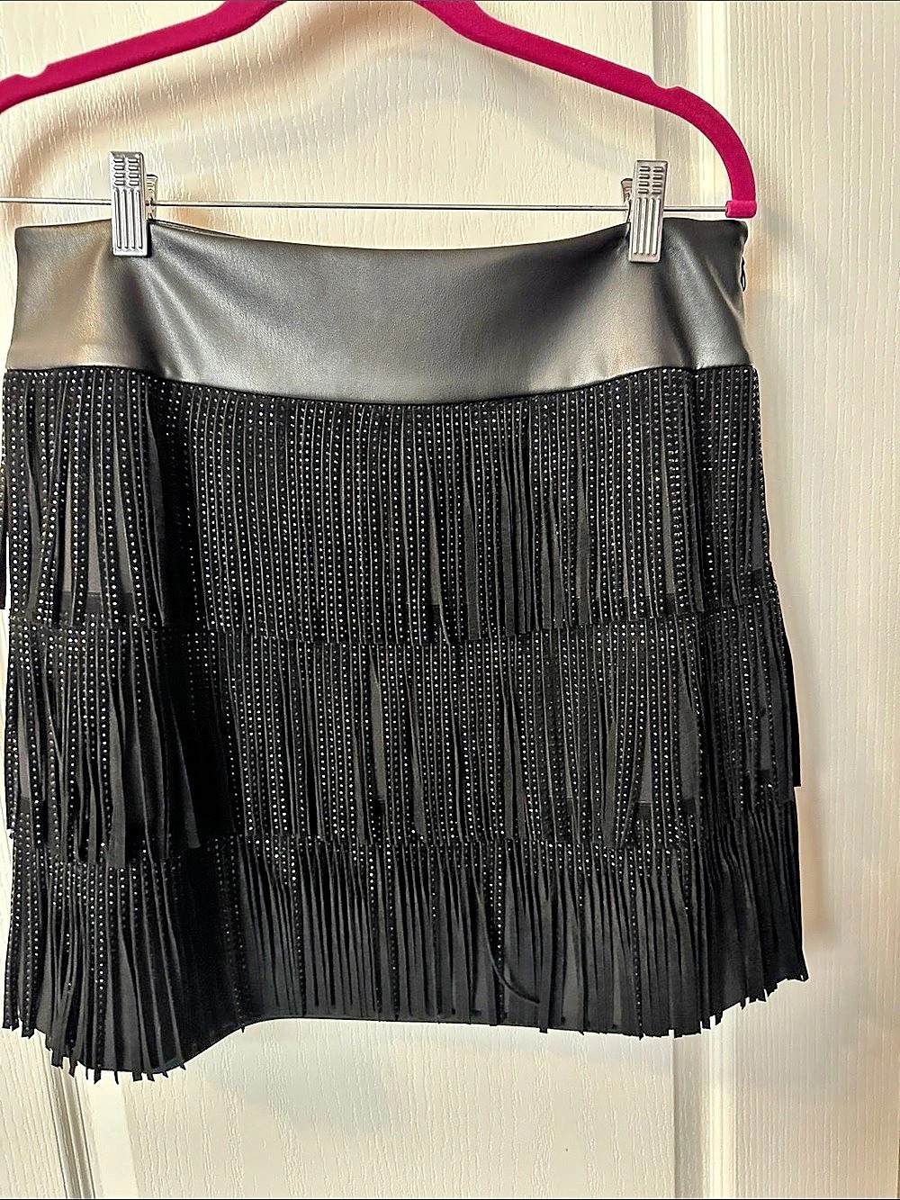 DKNY Women’s Sparkle Fringe Skirt in Black Size 8